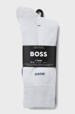 Three-pack of regular-length socks in stretch fabric, Black / Grey / Blue
