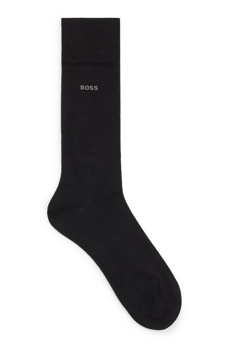 Mittelhohe Logo-Socken aus gekämmter Stretch-Baumwolle, Schwarz