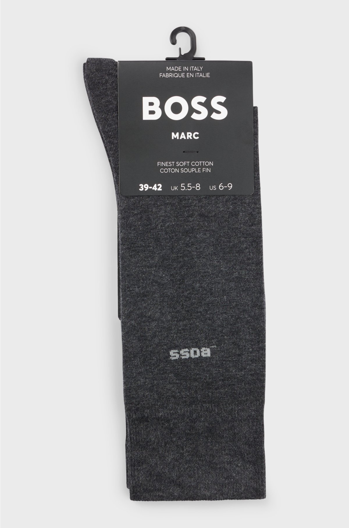 Regular-length logo socks in combed stretch cotton, Dark Grey