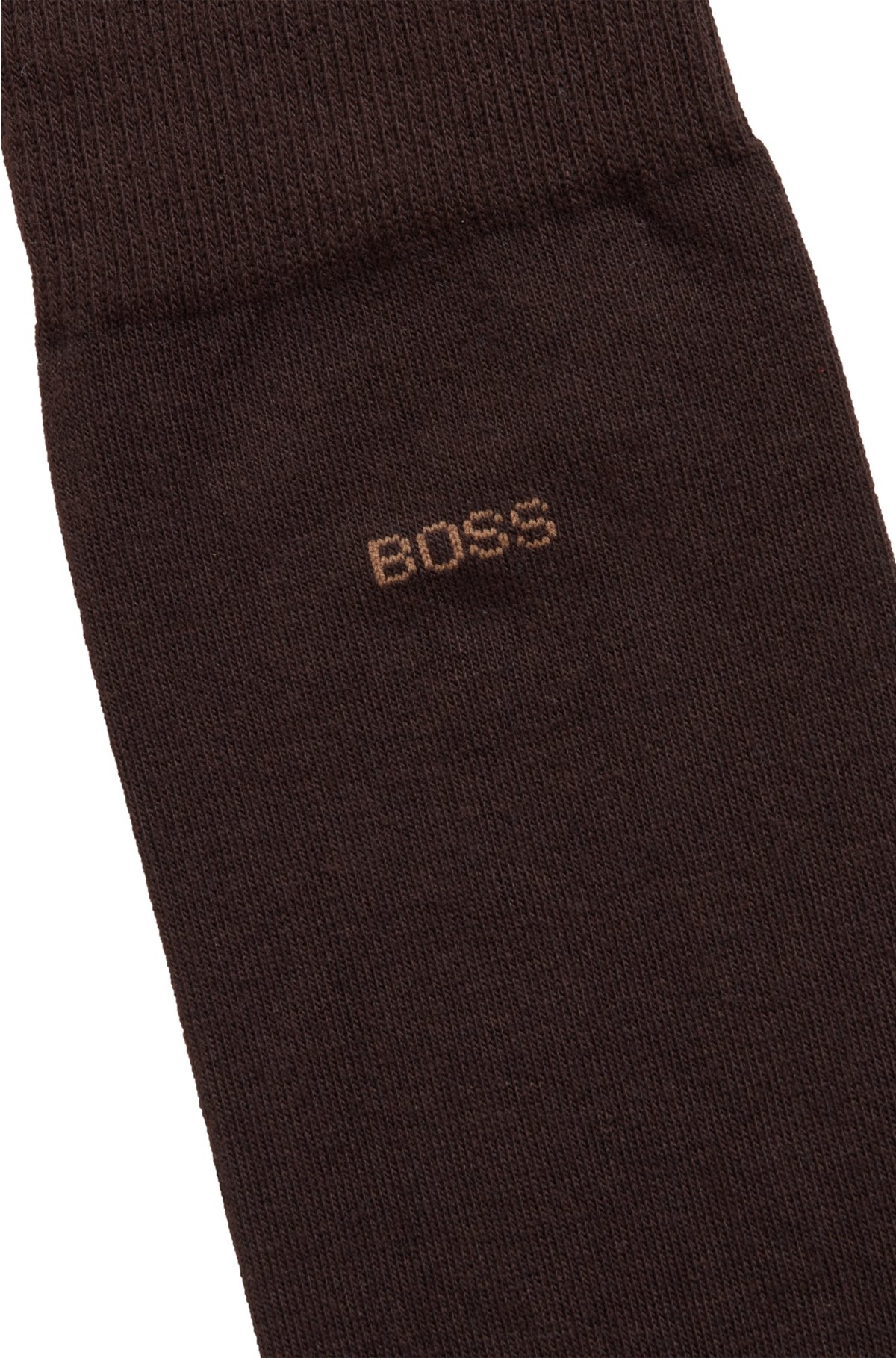 Regular-length logo socks in combed stretch cotton, Dark Brown