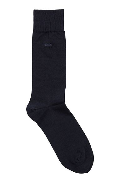 Mittelhohe Logo-Socken aus gekämmter Stretch-Baumwolle, Dunkelblau