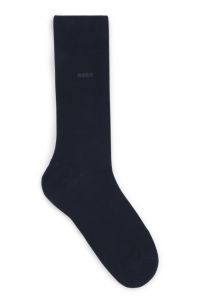 Logosokken met normale lengte van gekamde stretchkatoen, Donkerblauw