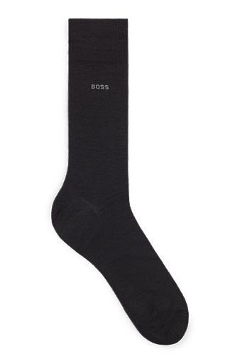 Regular-length logo socks in a wool blend, Black