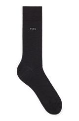 Regular-length logo socks in a wool blend, Black
