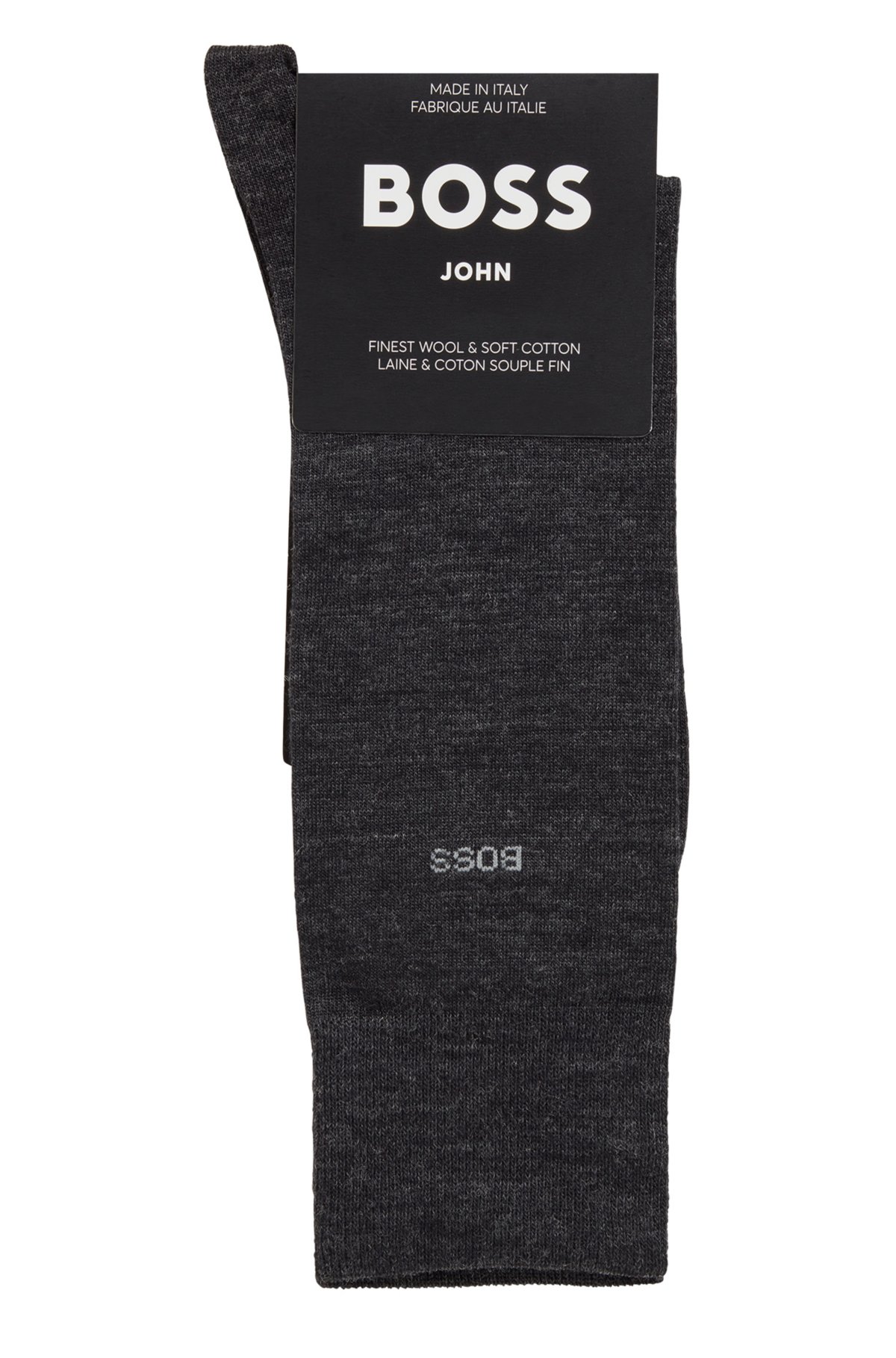 Regular-length logo socks in a wool blend, Dark Grey