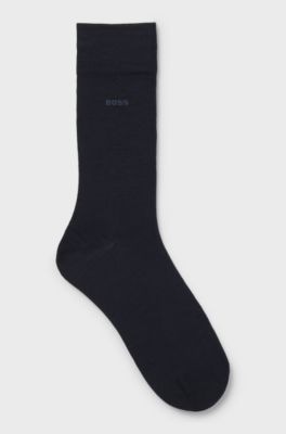Regular-length logo socks in a wool blend, Dark Blue