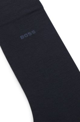 Regular-length logo socks in a wool blend, Dark Blue