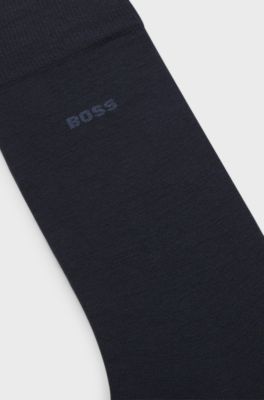 Regular-length logo socks in a wool blend, Dark Blue