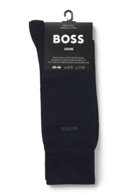 Regular-length logo socks in a wool blend, Dark Blue