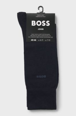 Regular-length logo socks in a wool blend, Dark Blue