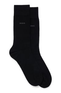 Paquete de dos pares de calcetines de largo estándar en tejido elástico, Negro