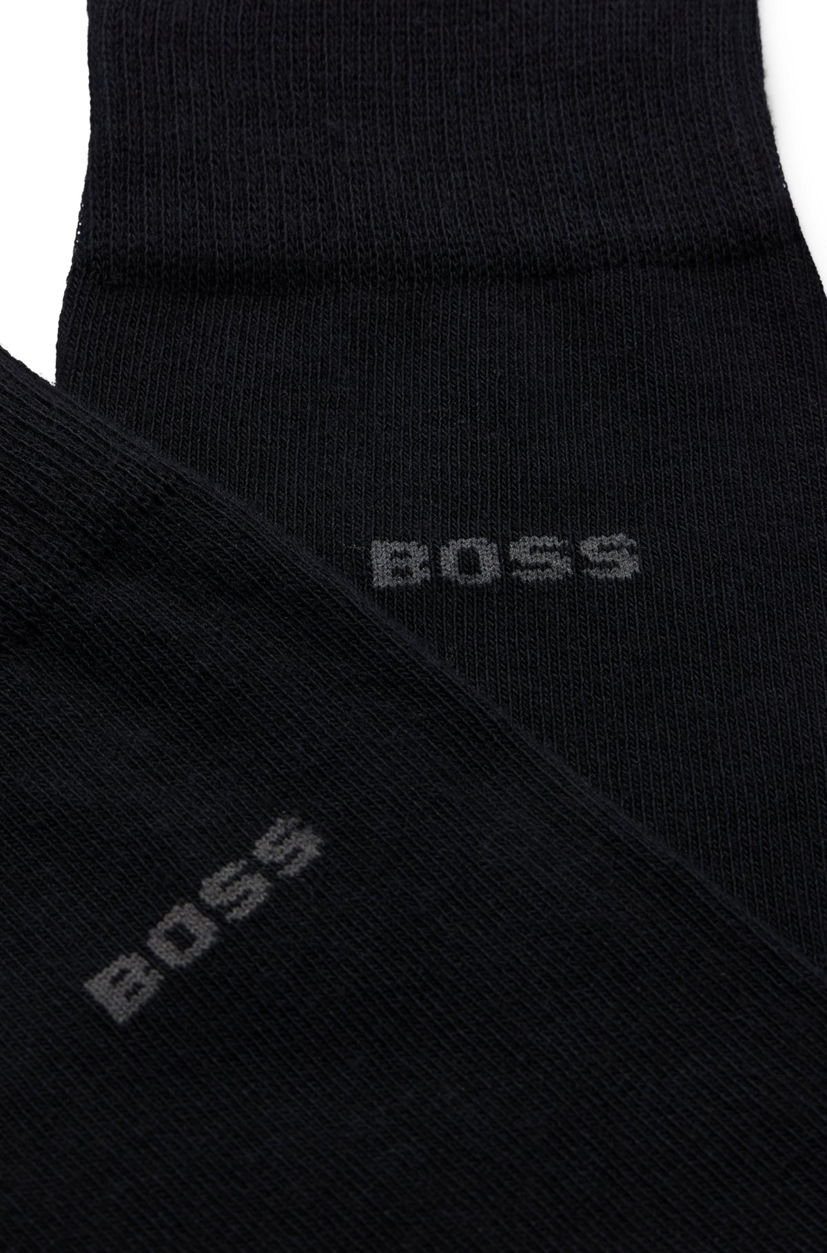 Paquete de dos pares de calcetines de largo estándar en tejido elástico, Negro