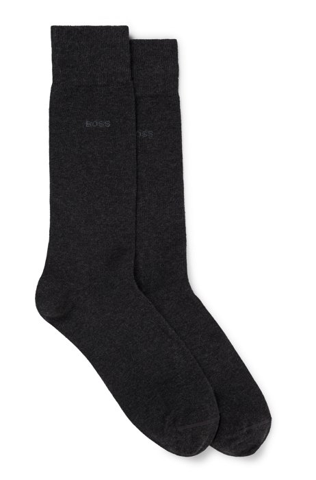 Mittelhohe Socken aus elastischem Baumwoll-Mix im Zweier-Pack, Dunkelgrau