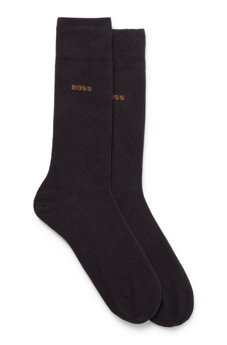 Mittelhohe Socken aus elastischem Baumwoll-Mix im Zweier-Pack, Dunkelbraun