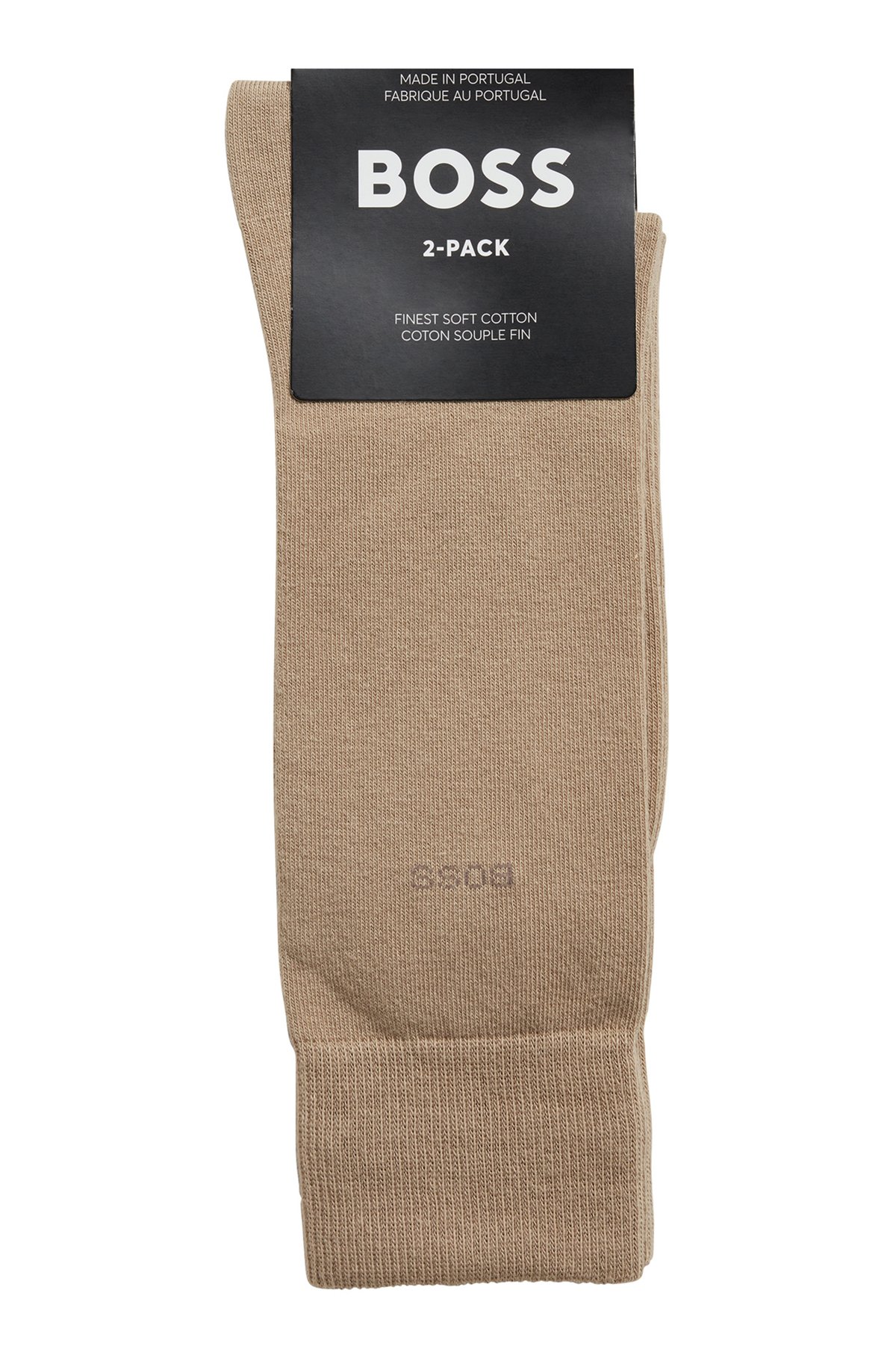 Two-pack of regular-length socks in stretch fabric, Beige