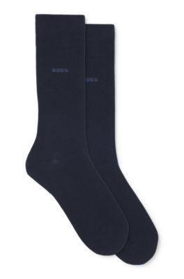 BOSS Herren Socken 2er-Pack – Argyle-Muster & Einfarbig, Baumwollreich, Normal Lang