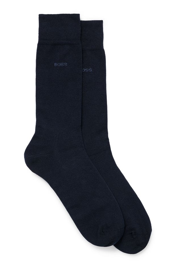 Two-pack of regular-length socks in stretch fabric, Dark Blue