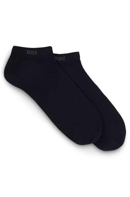 Dois pares de meias pelo tornozelo em tecido elástico, Preto