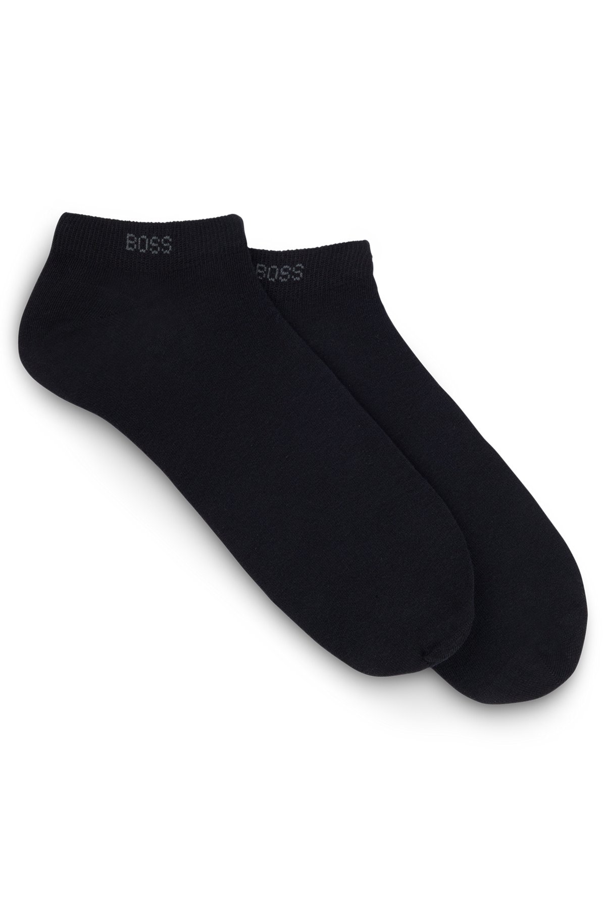 Paquete de dos pares de calcetines a la altura del tobillo de tejido elástico, Negro