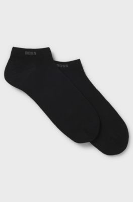 Two-pack of ankle-length socks in stretch fabric, Black