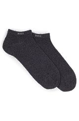Knöchellange Socken aus elastischem Baumwoll-Mix im Zweier-Pack, Dunkelgrau
