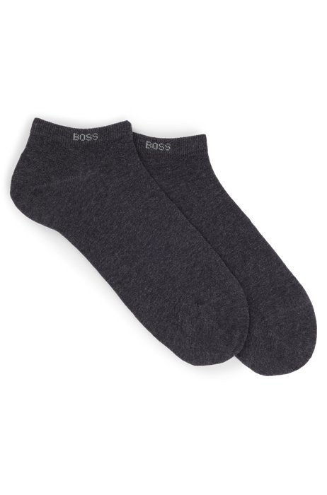 Two-pack of ankle-length socks in stretch fabric, Dark Grey