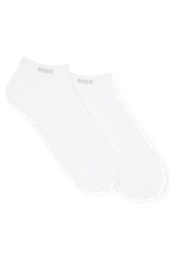 Knöchellange Socken aus elastischem Baumwoll-Mix im Zweier-Pack, Weiß