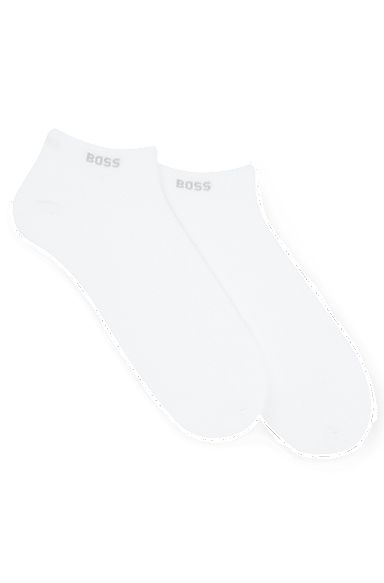 Knöchellange Socken aus elastischem Baumwoll-Mix im Zweier-Pack, Weiß