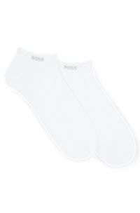 Paquete de dos pares de calcetines a la altura del tobillo de tejido elástico, Blanco