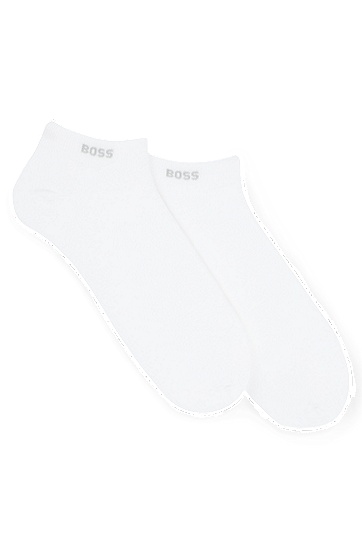 BOSS 博斯弹性面料短袜两双装,  100_White