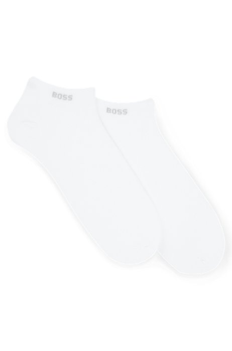 Paquete de dos pares de calcetines tobilleros de tejido elástico, Blanco