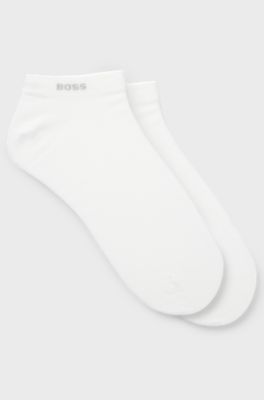 Paquete de dos pares de calcetines de tejido el&aacute;stico a la altura del tobillo, Blanco