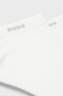 Paquete de dos pares de calcetines de tejido el&aacute;stico a la altura del tobillo, Blanco