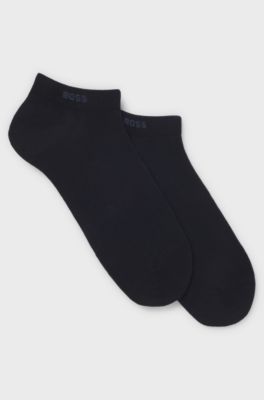 Two-pack of ankle-length socks in stretch fabric, Dark Blue