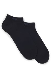 Two-pack of ankle-length socks in stretch fabric, Dark Blue