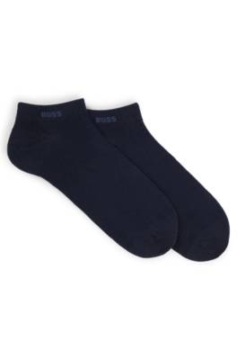 Hugo Boss Two-pack Of Ankle-length Socks In Stretch Fabric In Blue
