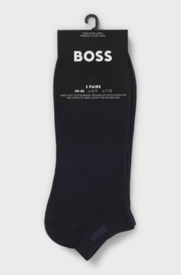 Two-pack of ankle-length socks in stretch fabric, Dark Blue