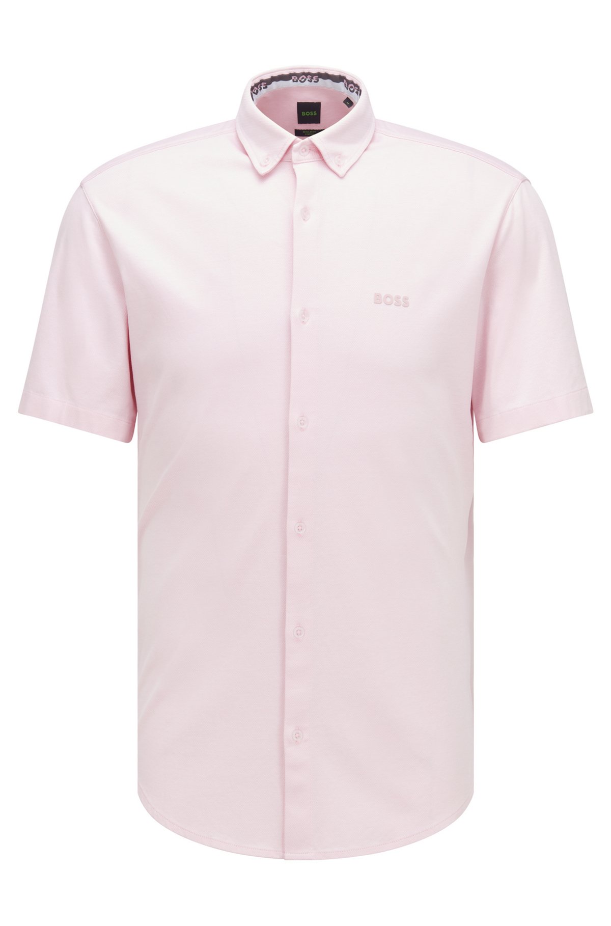 Regular-Fit Hemd aus Jersey mit Button-Down-Kragen, Hellrosa
