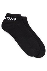 Knöchellange Socken aus elastischem Baumwoll-Mix im Zweier-Pack, Schwarz