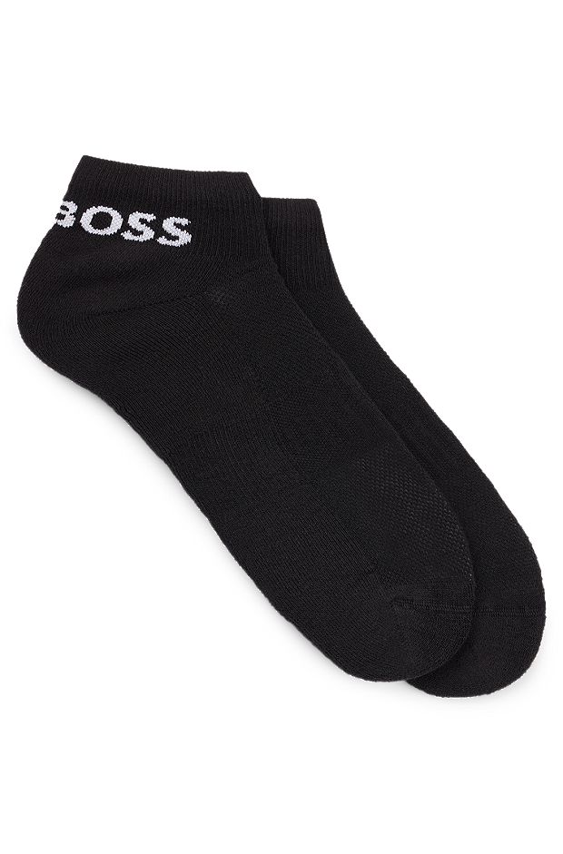 Knöchellange Socken aus elastischem Baumwoll-Mix im Zweier-Pack, Schwarz