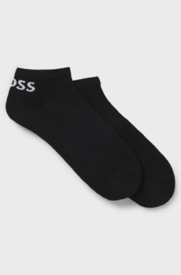 Two-pack of ankle-length socks in stretch fabric, Black
