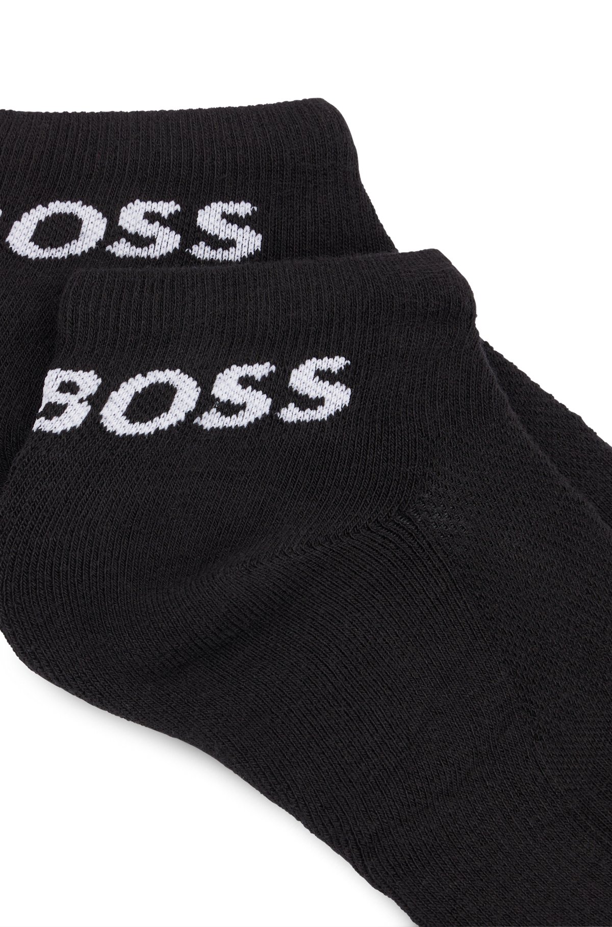 Two-pack of ankle-length socks in stretch fabric, Black