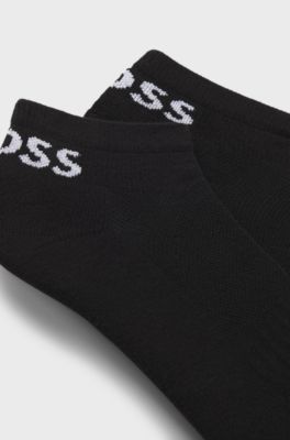 Paquete de dos calcetines de tejido el&aacute;stico a la altura del tobillo, Negro