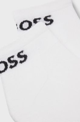 Two-pack of ankle-length socks in stretch fabric, White