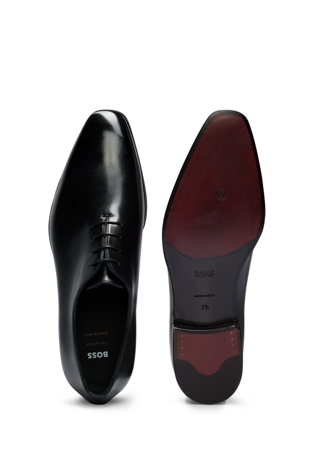 BOSS - Italian-made Oxford shoes in leather with signature lining