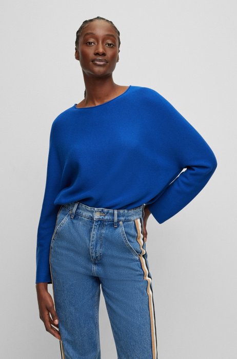 One-piece knitted sweater in cotton and cashmere, Blue