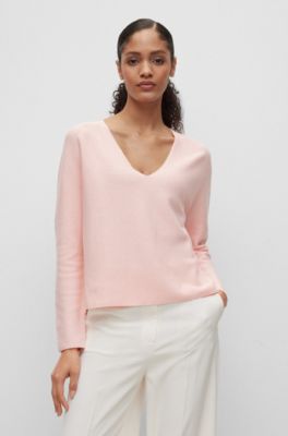 BOSS - Seamless V-neck sweater in cotton and cashmere