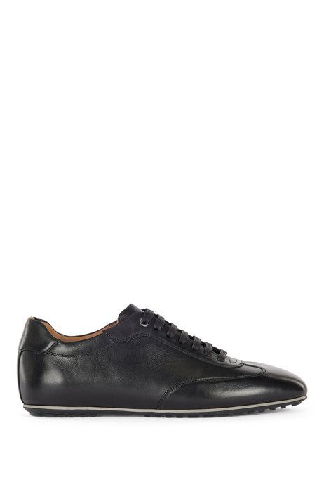 Chaussures Oxford en cuir nappa avec semelle en gomme, Noir