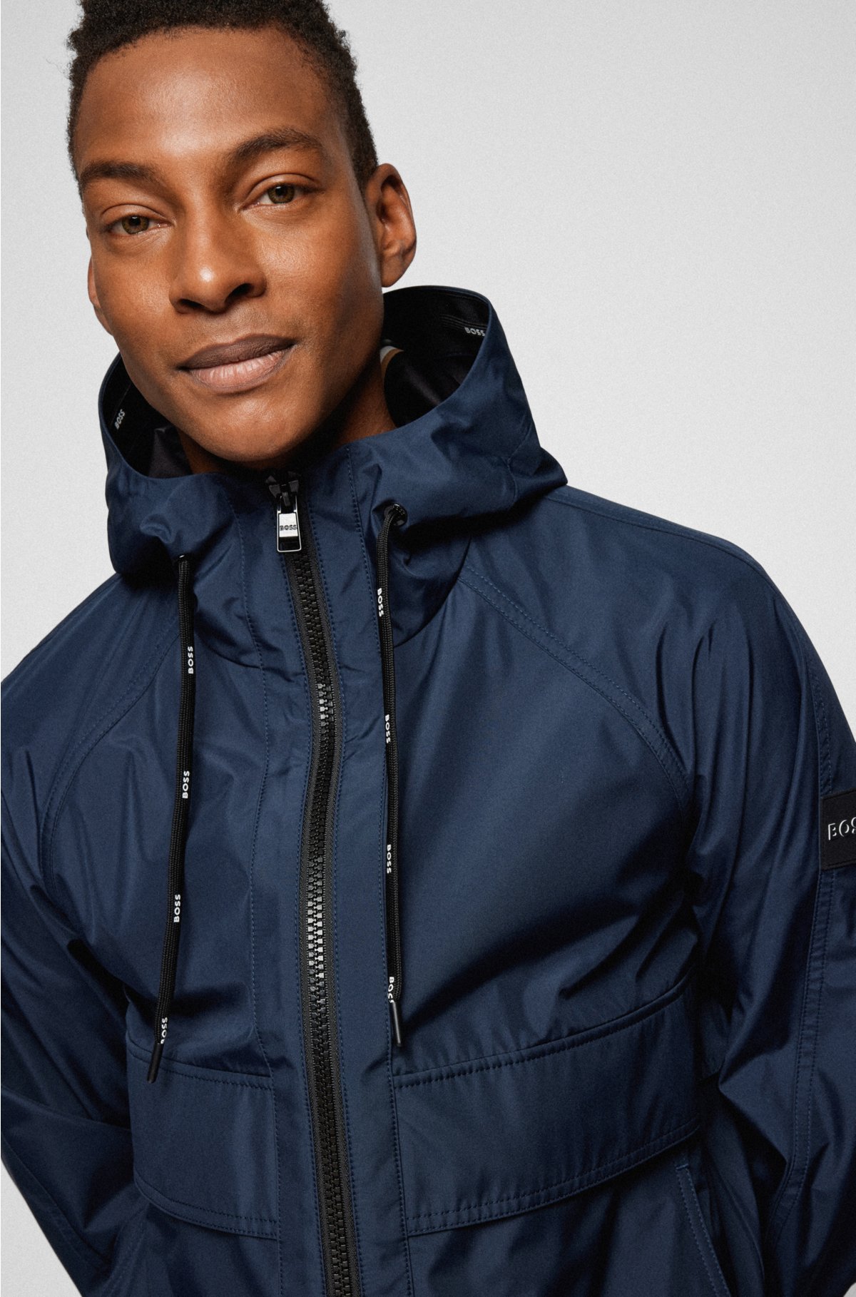 BOSS - Water-repellent jacket in three-layer softshell fabric