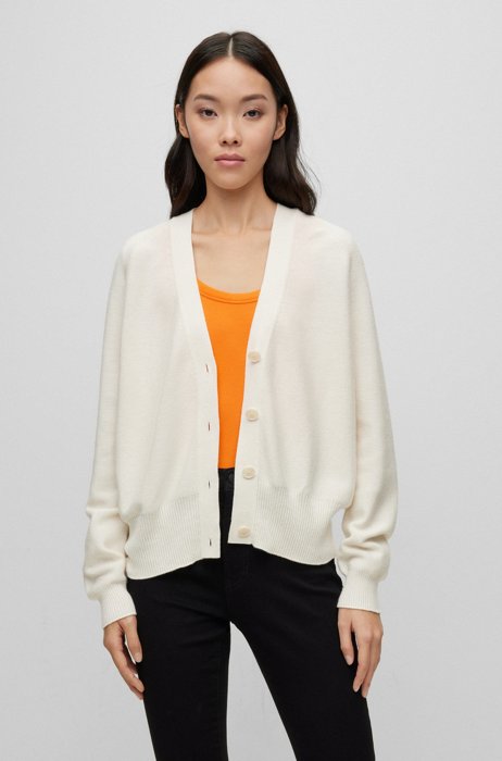 Relaxed-fit cardigan in cotton and cashmere, White